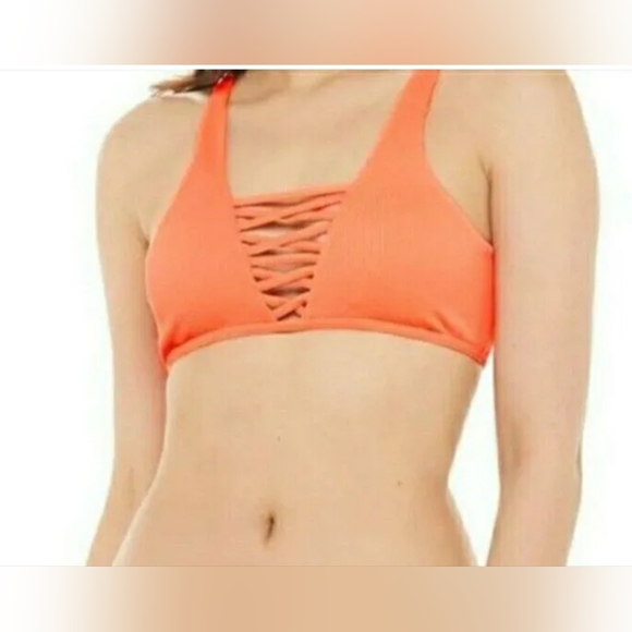TiNiBiKiNi Hot Orange Tangerine REVERSIBLE Swimsuit SZ M TOP ONLY - Picture 1 of 10